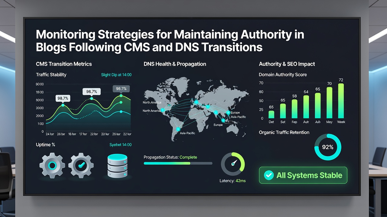 Analytics charts tracking domain authority recovery post transition